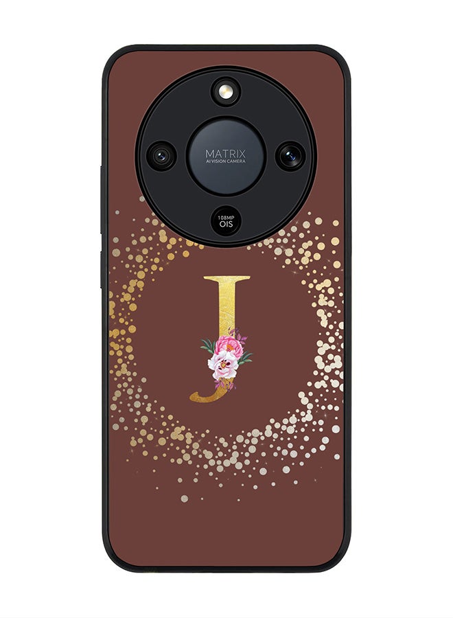 For Honor X9d / Magic8 Lite / X70 Case,Slim fit Camera Protection, Shockproof Thin Phone cover  - Custom Monogram Floral - J  (Brown )